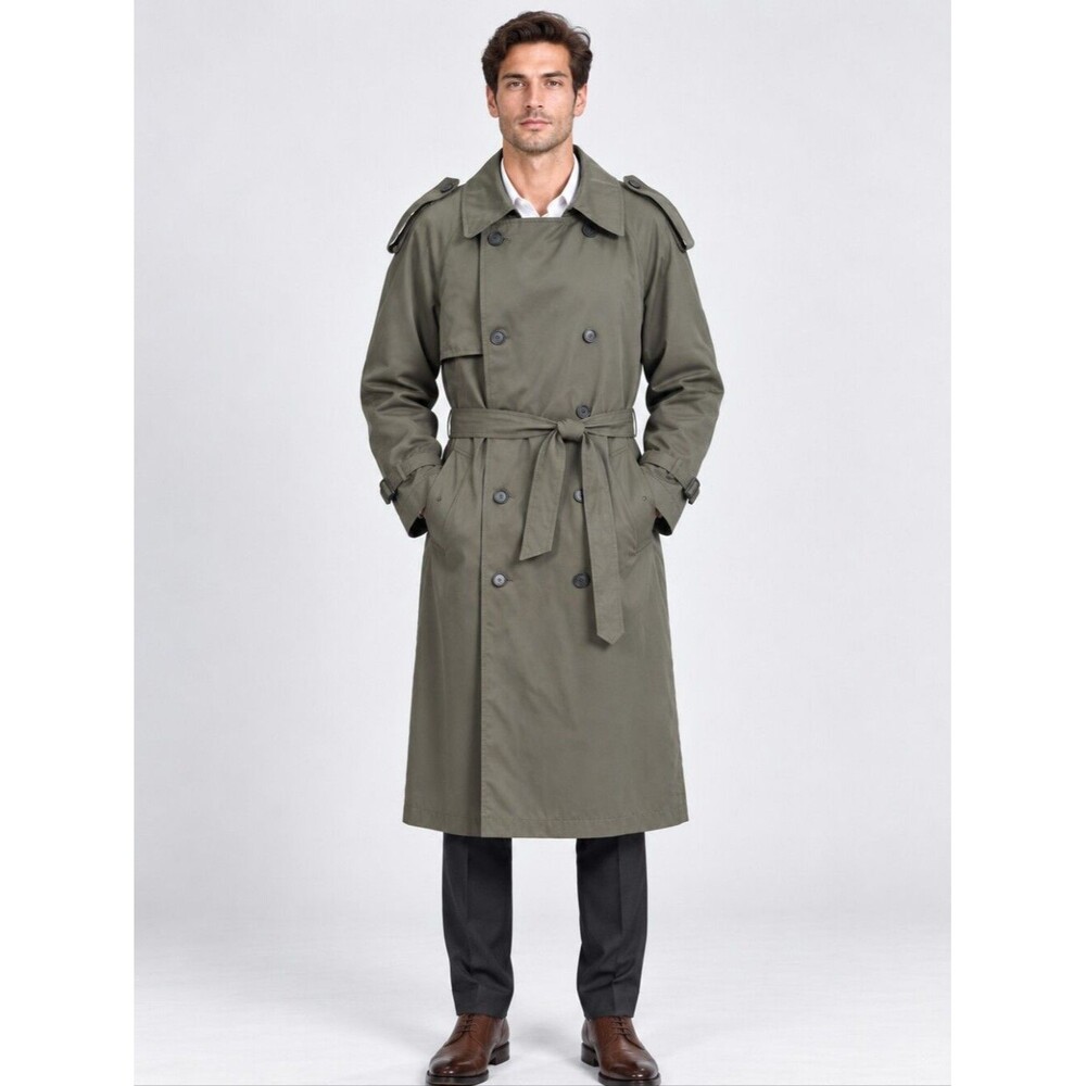 Vintage London Fog men's Removable Liner Double Breast Long Brown Trench Coat42R